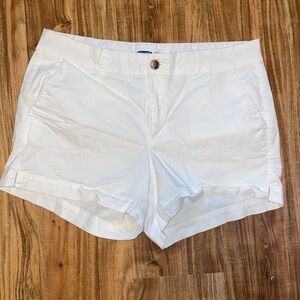 Old Navy women’s 12 shorts chino twill mid rise white cotton spandex pockets